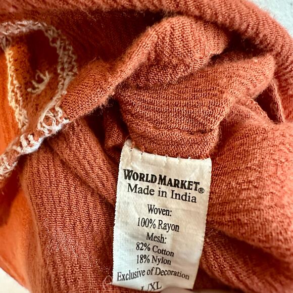 ๐ด Burnt Orange Embroidered Bohemian Peasant Tunic Top, Size L - Picture 6 of 9